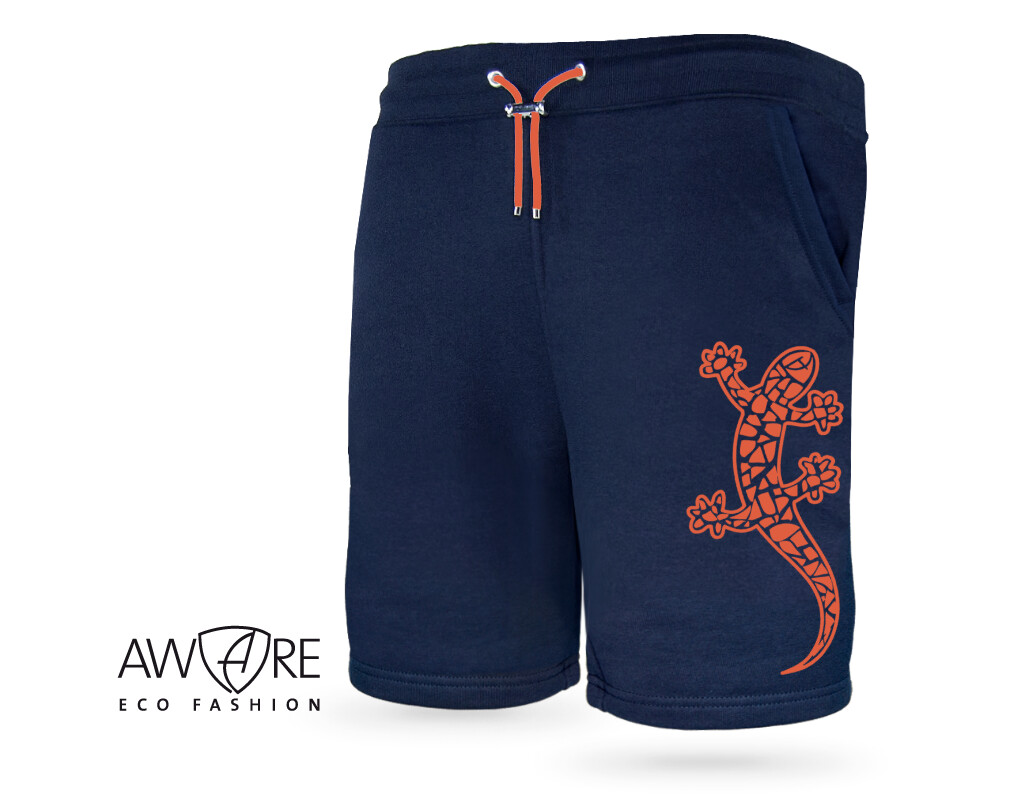 Ammersee Joggingshort Unisex Kurze Hose Biobaumwolle Gecko | Navy Orange