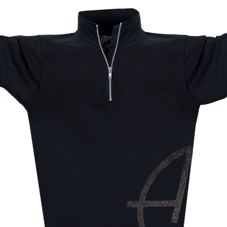 Herren Glitzer-Sweatshirt Pullover mit Reissverschluss CBa | Black Blackstar