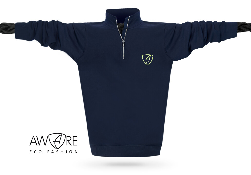 Herren Glitzer-Sweatshirt Pullover mit Reissverschluss CGo | Navy Limestar