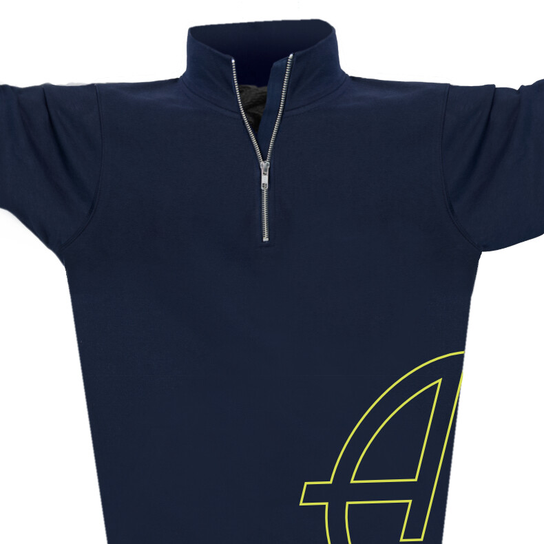 Ammersee Herren Sweatshirt Pullover mit Reissverschluss CBa | Navy Lime