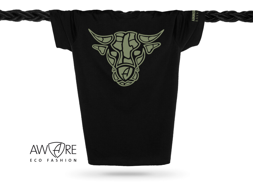 Ammersee T-Shirt Unisex Kurzarmshirt Biobaumwolle Bull | Black Khaki
