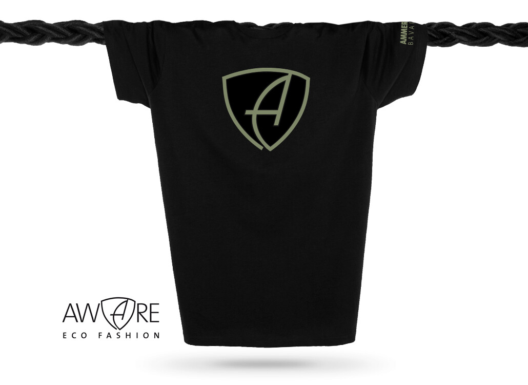 Ammersee T-Shirt Unisex Kurzarmshirt Biobaumwolle CBo | Black Khaki