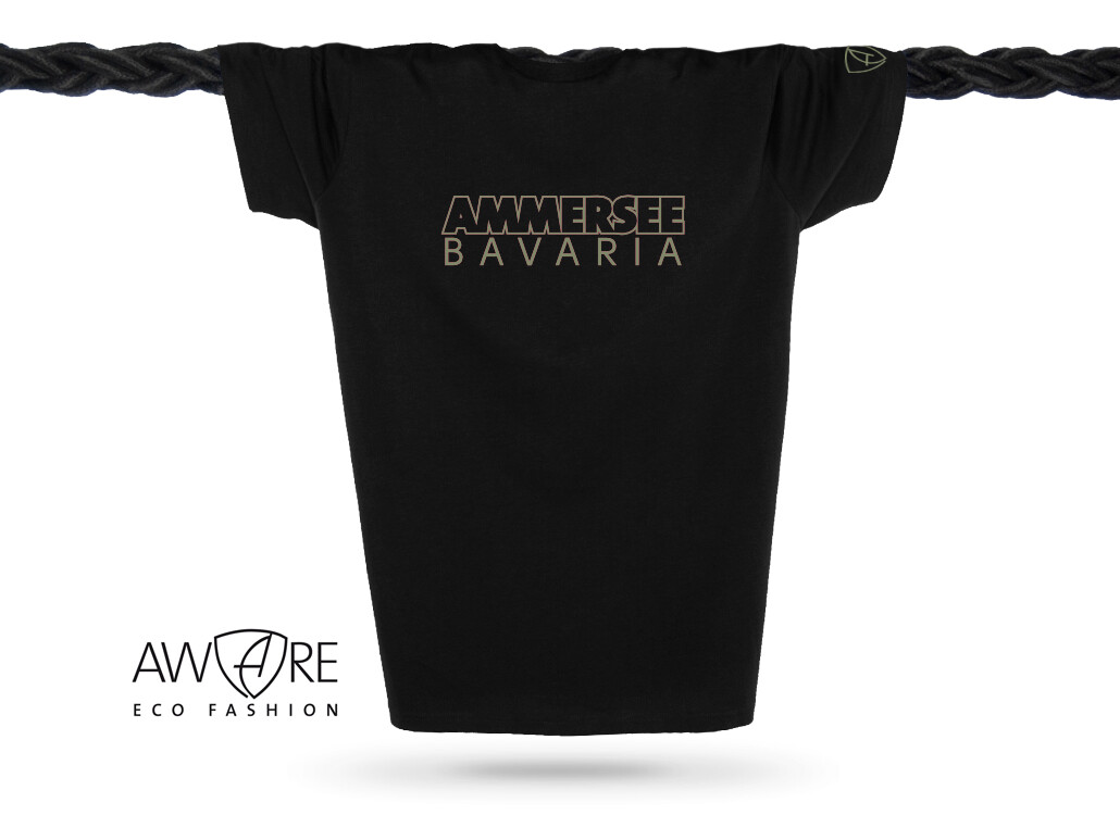 Ammersee T-Shirt Unisex Kurzarmshirt Biobaumwolle CTo | Black Khaki