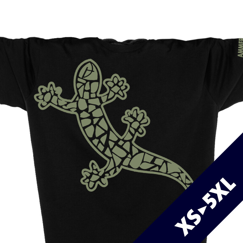 Ammersee T-Shirt Unisex Kurzarmshirt Biobaumwolle Gecko | Black Khaki