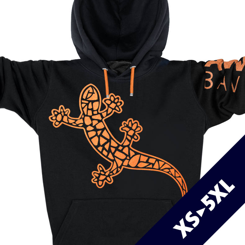 Gecko Glitzer-Kapuzenpullover Unisex Hoodie Biobaumwolle GK | Black Orangestar