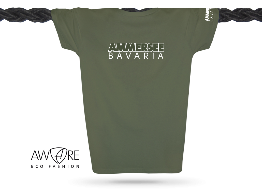 Ammersee T-Shirt Unisex Kurzarmshirt Biobaumwolle CTo | Khaki White