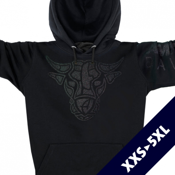 Stier Glitzer-Kapuzenpullover <br>Hoodie 100% Biobaumwolle <br>Bull One | Black Blackstar Stier Glitzer-Kapuzenpullover Hoodie 100% Biobaumwolle Bull One | Black Blackstar