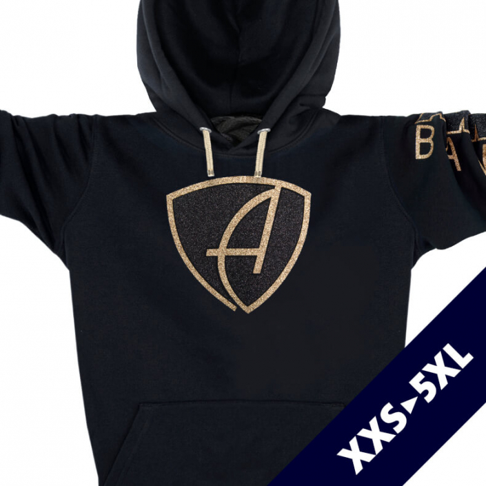 Glitzer-Kapuzenpullover Unisex <br>Hoodie 100% Biobaumwolle <br>CBo | Black Goldstar Glitzer-Kapuzenpullover Unisex Hoodie 100% Biobaumwolle CBo | Black Goldstar