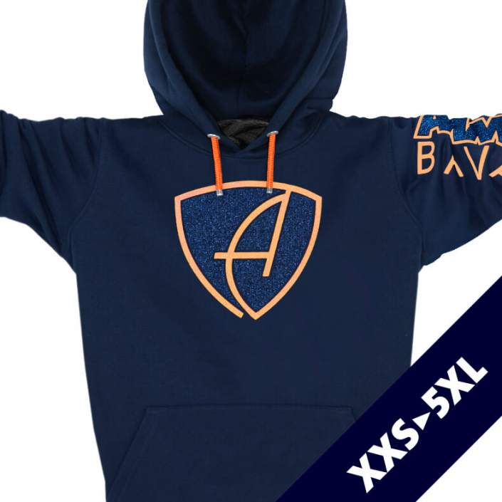Glitzer-Kapuzenpullover Unisex <br>Hoodie 100% Biobaumwolle <br>CBo | Navy Orangestar Glitzer-Kapuzenpullover Unisex Hoodie 100% Biobaumwolle CBo | Navy Orangestar