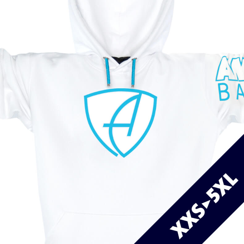 Ammersee Kapuzenpullover Hoodie 100% Biobaumwolle CBo | White Aqua