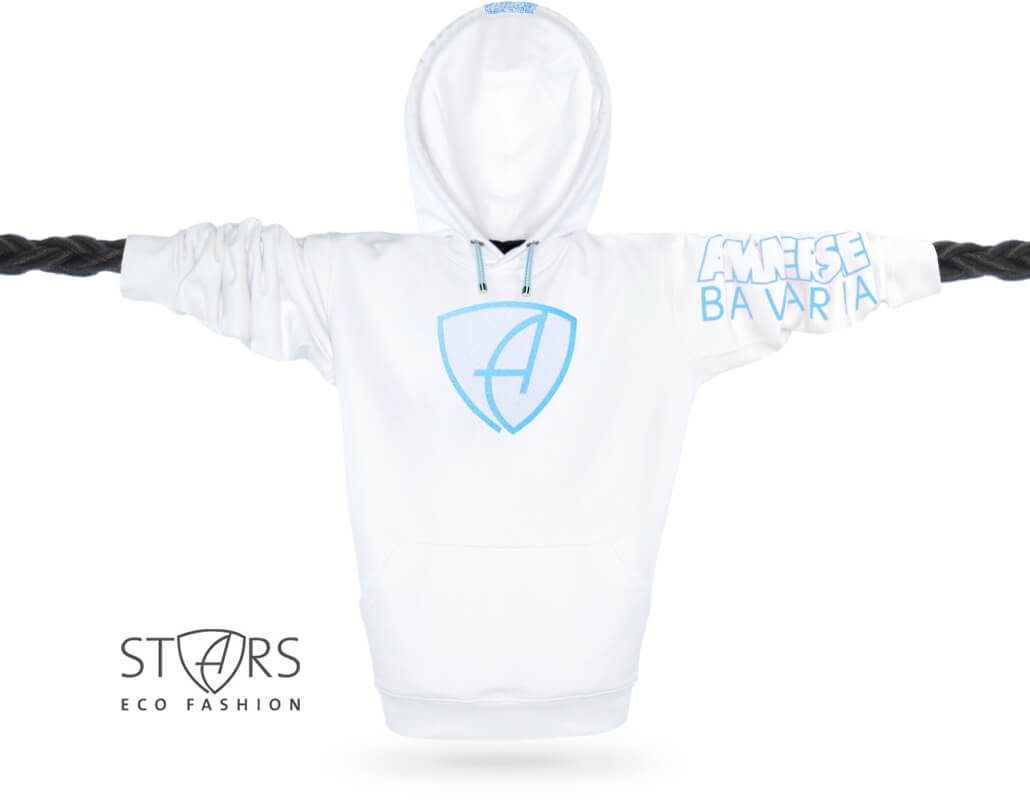 Ammersee Hoodie Kapuzenpullover Weiss Glitzer-Kapuzenpullover Unisex Hoodie 100% Biobaumwolle CBo | White Skystar