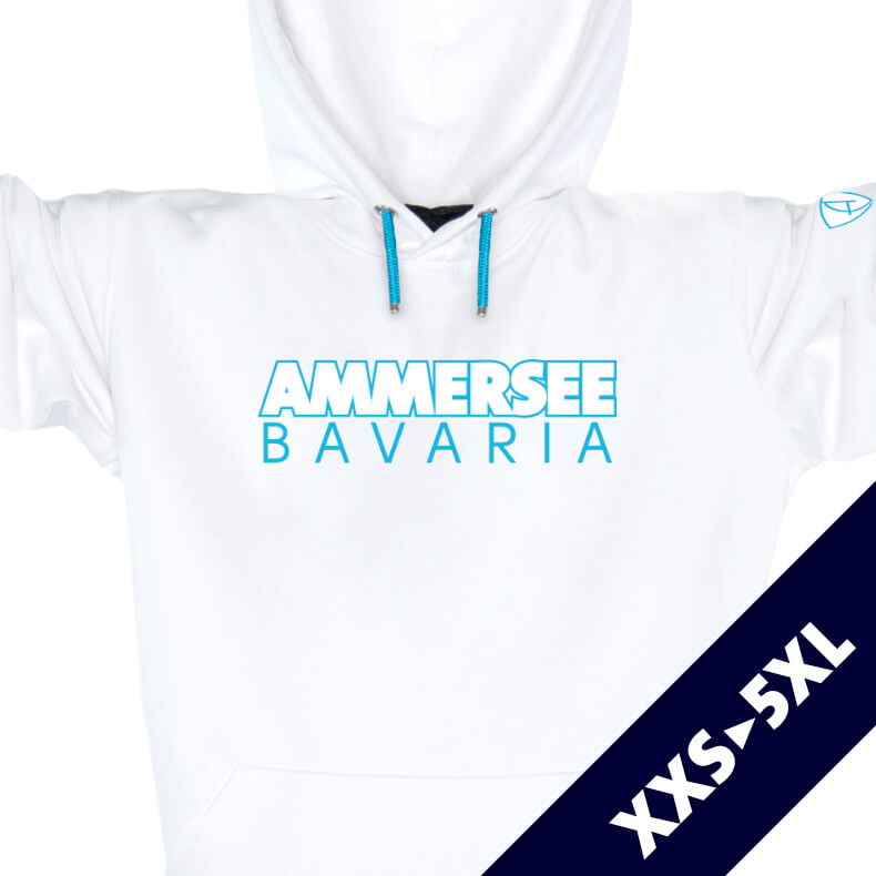 Ammersee Kapuzenpullover Hoodie 100% Biobaumwolle CTo | White Aqua