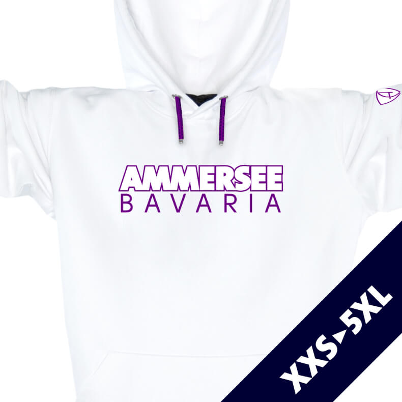 Ammersee Kapuzenpullover Hoodie 100% Biobaumwolle CTo | White Purple