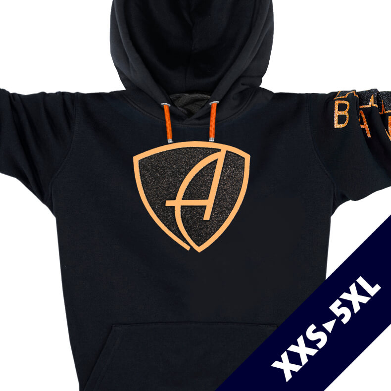 Glitzer-Kapuzenpullover Unisex Hoodie 100% Biobaumwolle CBo | Black Orangestar