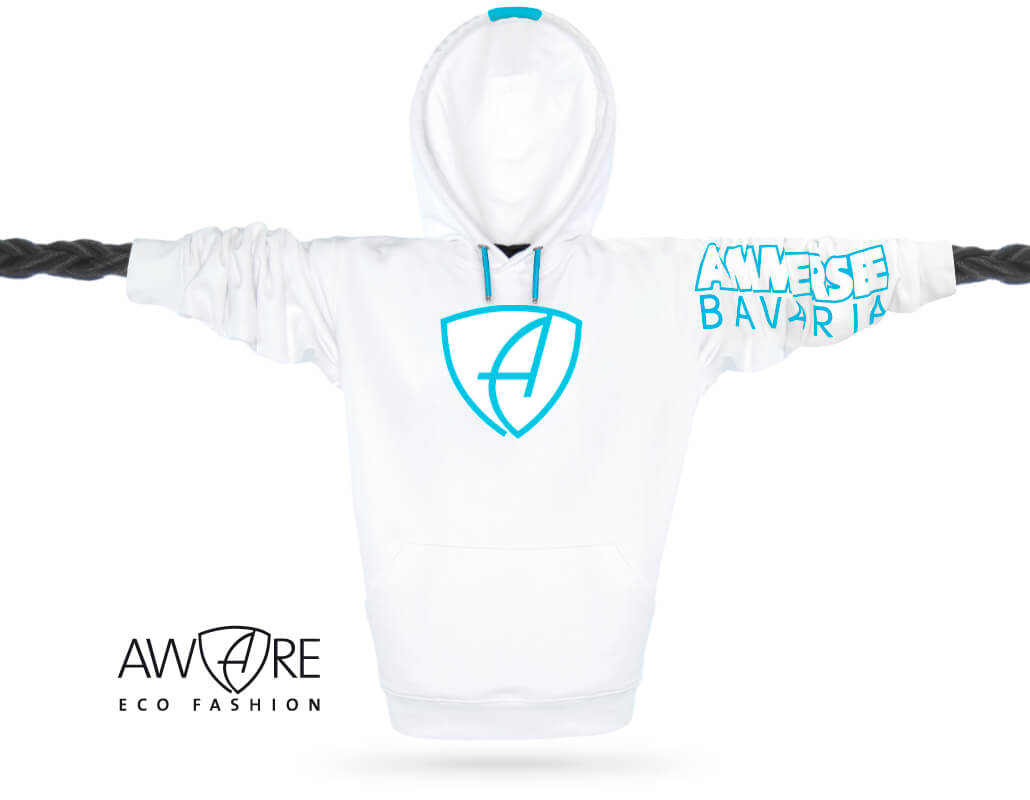 Ammersee Kapuzenpullover White Aqua Ammersee Kapuzenpullover Hoodie 100% Biobaumwolle CBo | White Aqua