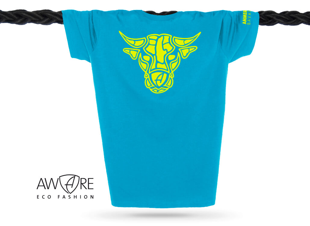 AMMERSEE T-Shirt Unisex Aqua Ammersee Stier T-Shirt Unisex 100 % Biobaumwolle Bull One | Aqua Lime