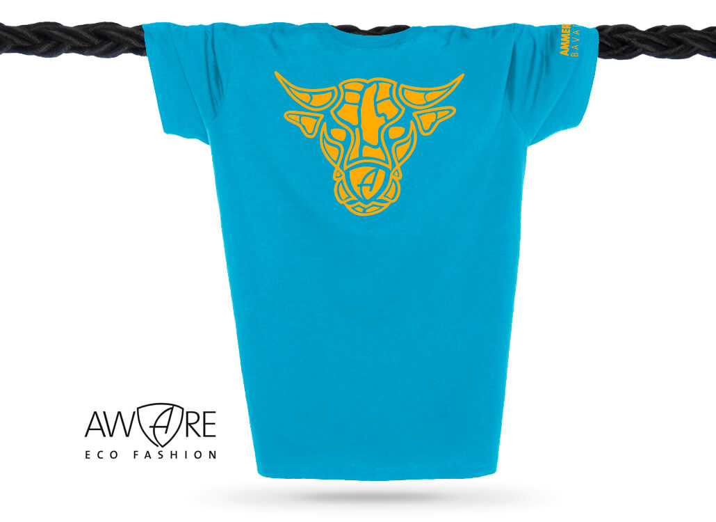 AMMERSEE T-Shirt Unisex Aqua Ammersee Stier T-Shirt Unisex 100 % Biobaumwolle Bull One | Aqua Mandarin