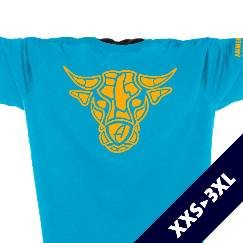 Ammersee Stier T-Shirt Unisex 100 % Biobaumwolle Bull One | Aqua Mandarin