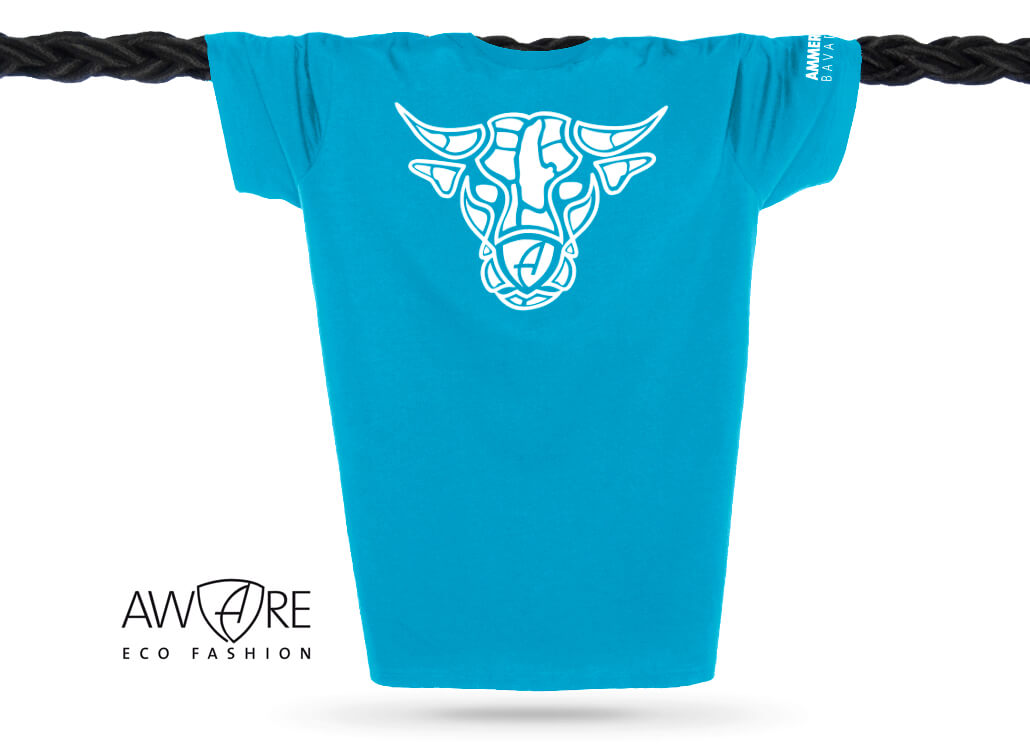 AMMERSEE T-Shirt Unisex Aqua Ammersee Stier T-Shirt Unisex 100 % Biobaumwolle Bull One | Aqua White