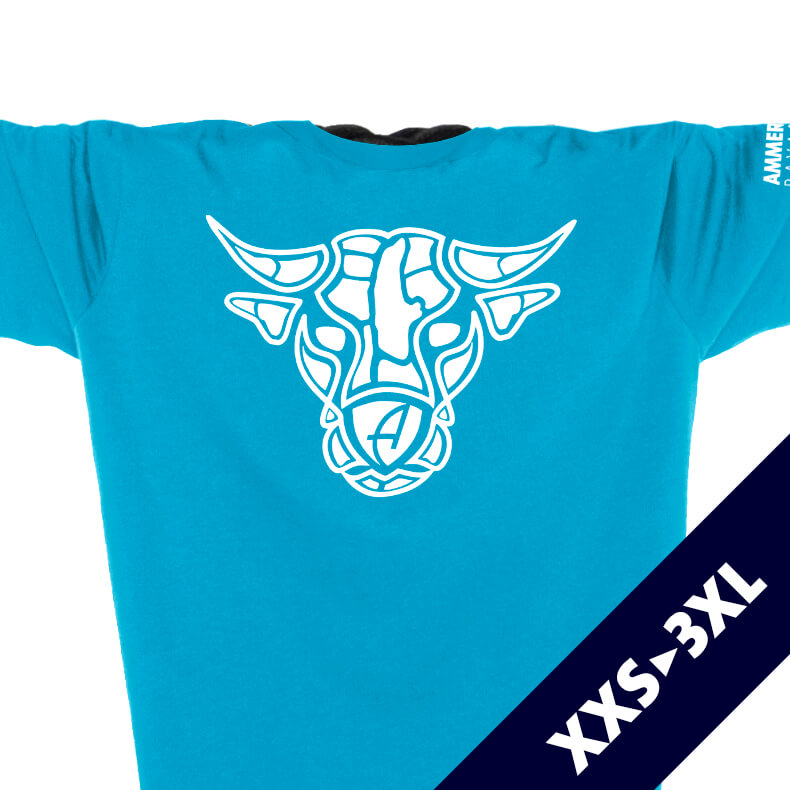 Ammersee Stier T-Shirt Unisex 100 % Biobaumwolle Bull One | Aqua White