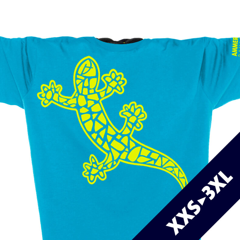 Ammersee Echsen T-Shirt Unisex 100 % Biobaumwolle Gecko One | Aqua Lime