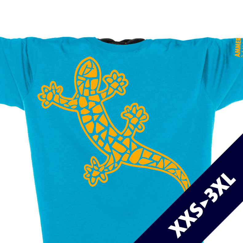 Ammersee Echsen T-Shirt Unisex 100 % Biobaumwolle Gecko One | Aqua Mandarin