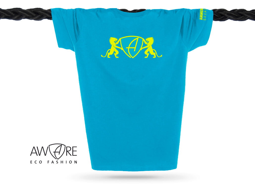AMMERSEE T-Shirt Unisex Aqua Ammersee Löwen T-Shirt Unisex 100 % Biobaumwolle Lion | Aqua Lime