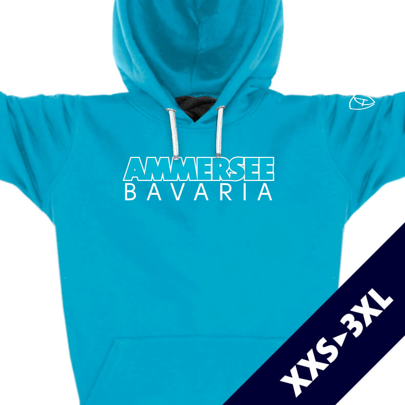 Ammersee Kapuzenpullover Hoodie 100% Biobaumwolle CTo | Aqua White