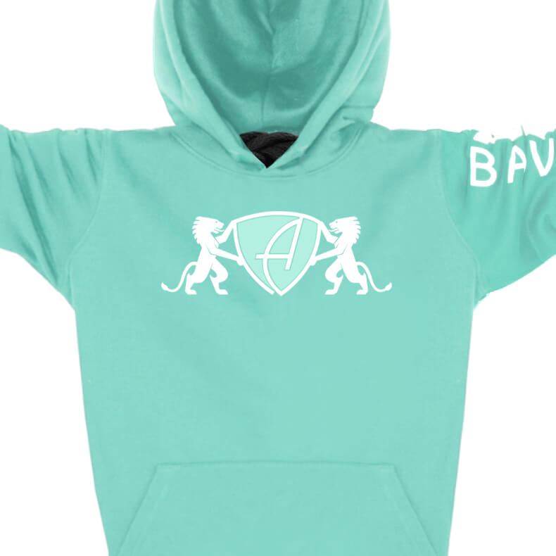 Kinder Löwen-Kapuzenpullover Unisex 100% Biobaumwolle Lion One | Mint White