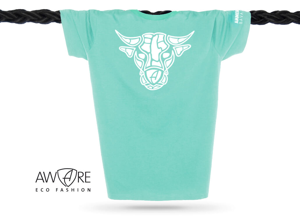 AMMERSEE T-Shirt Unisex Mint Ammersee Stier T-Shirt Unisex 100 % Biobaumwolle Bull One | Mint White