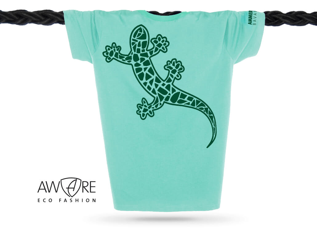 AMMERSEE T-Shirt Unisex Mint Ammersee Echsen T-Shirt Unisex 100 % Biobaumwolle Gecko One | Mint Forest