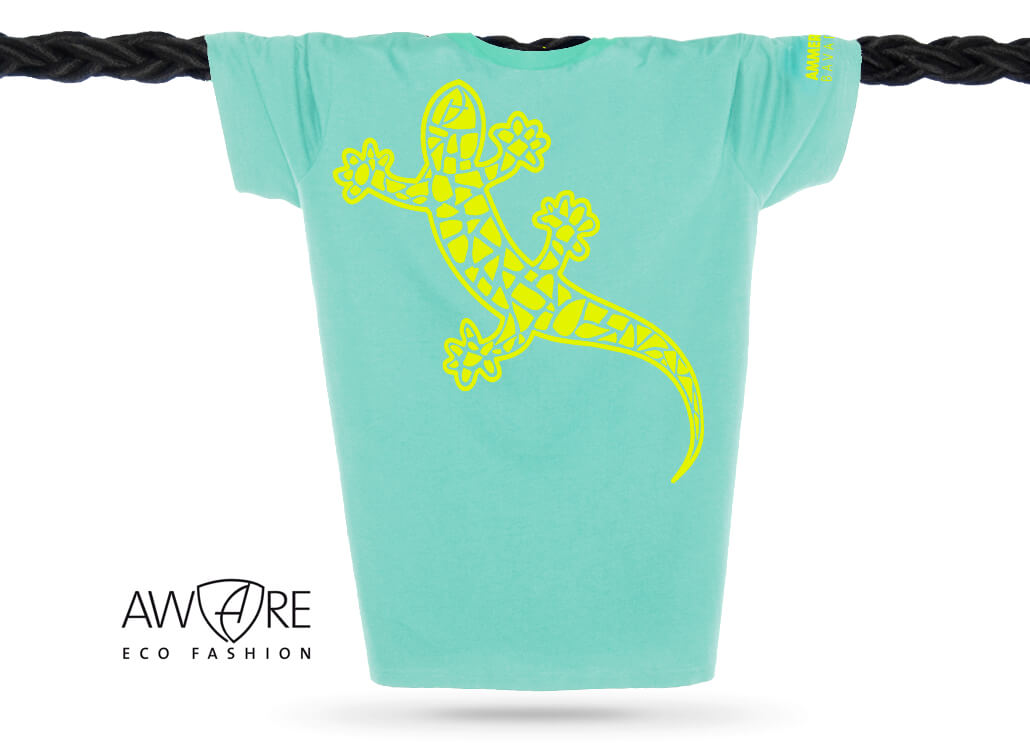 AMMERSEE T-Shirt Unisex Mint Ammersee Echsen T-Shirt Unisex 100 % Biobaumwolle Gecko One | Mint Lime