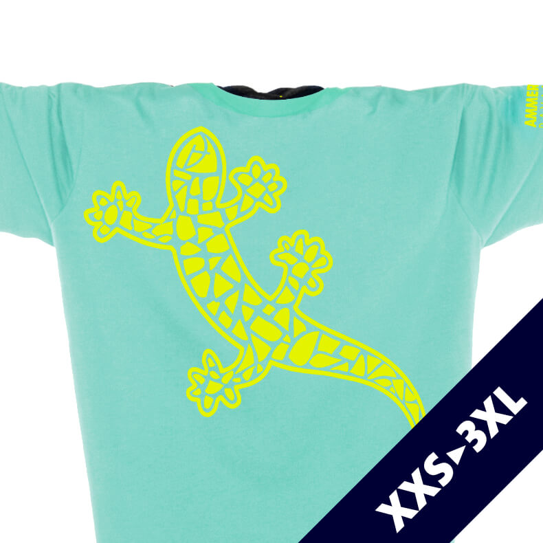 Ammersee Echsen T-Shirt Unisex 100 % Biobaumwolle Gecko One | Mint Lime