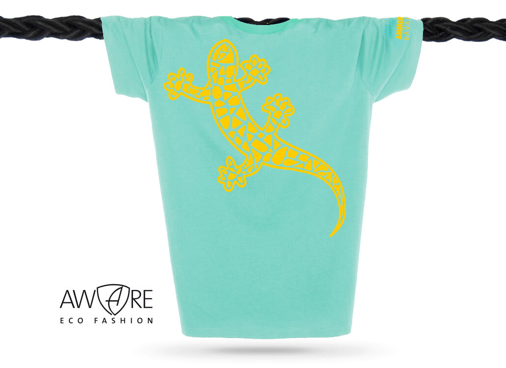 AMMERSEE T-Shirt Unisex Mint Ammersee Echsen T-Shirt Unisex 100 % Biobaumwolle Gecko One | Mint Mandarin