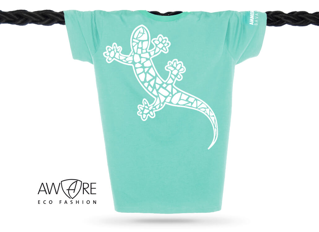 AMMERSEE T-Shirt Unisex Mint Ammersee Echsen T-Shirt Unisex 100 % Biobaumwolle Gecko One | Mint White