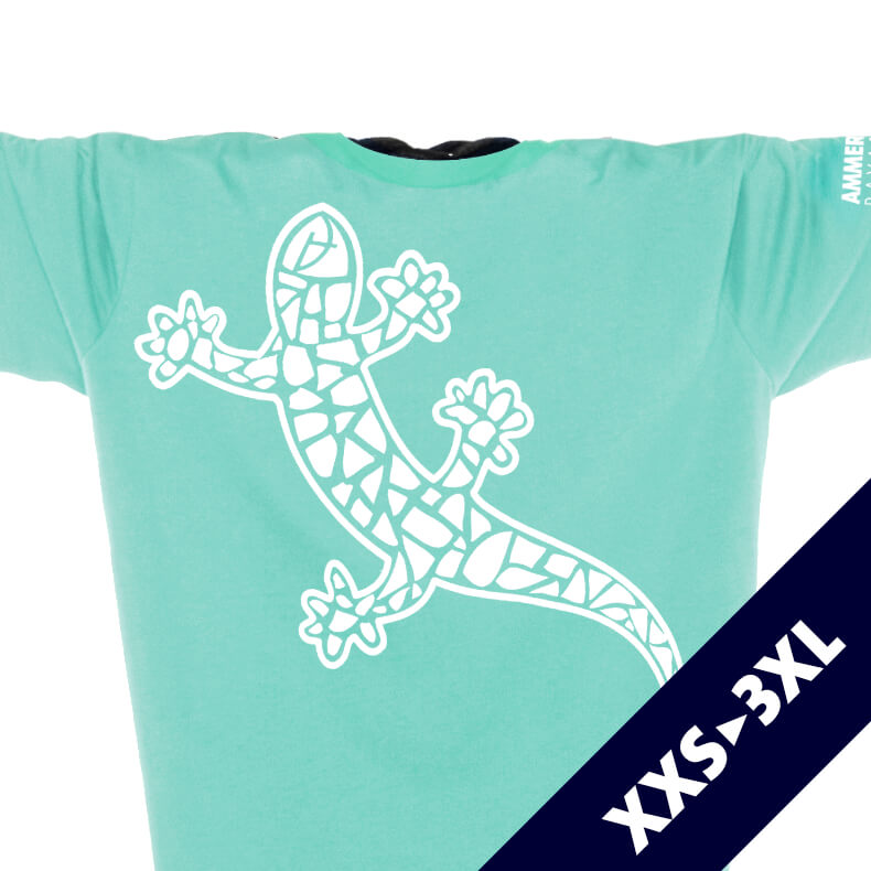 Ammersee Echsen T-Shirt Unisex 100 % Biobaumwolle Gecko One | Mint White