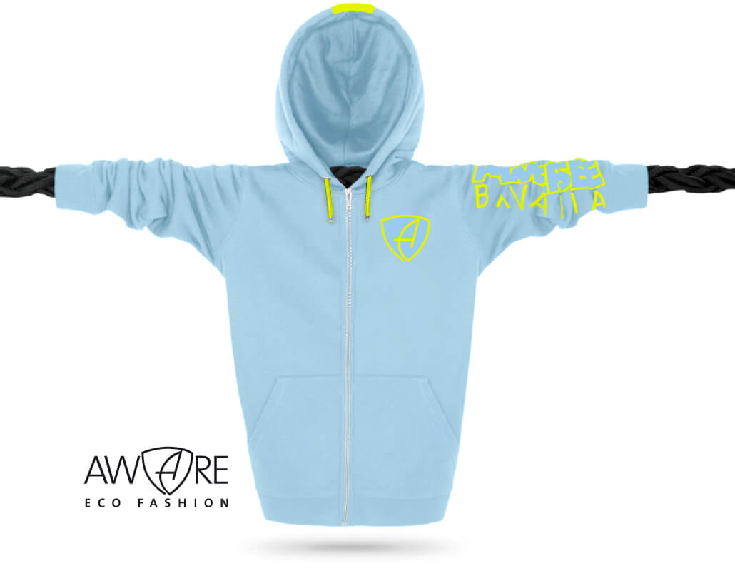 Ammersee Kapuzenjacke Sky-Blue Ammersee Kapuzenjacke Hoodie 100% Biobaumwolle CSo | Sky Lime
