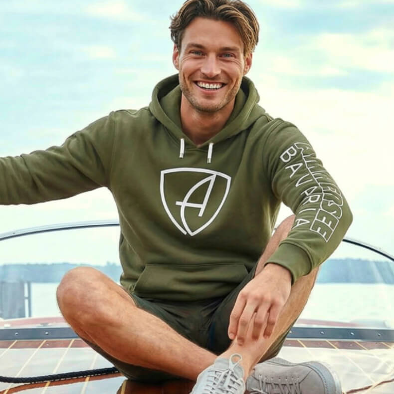 Ammersee Kapuzenpullover Hoodie 100% Biobaumwolle CBo | Khaki White