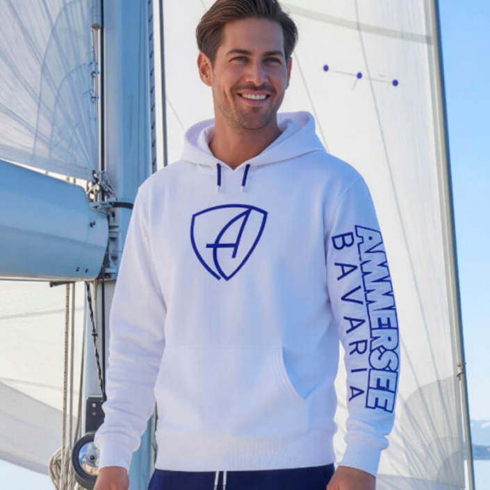 Ammersee Kapuzenpullover Hoodie 100% Biobaumwolle CBo | White Royal