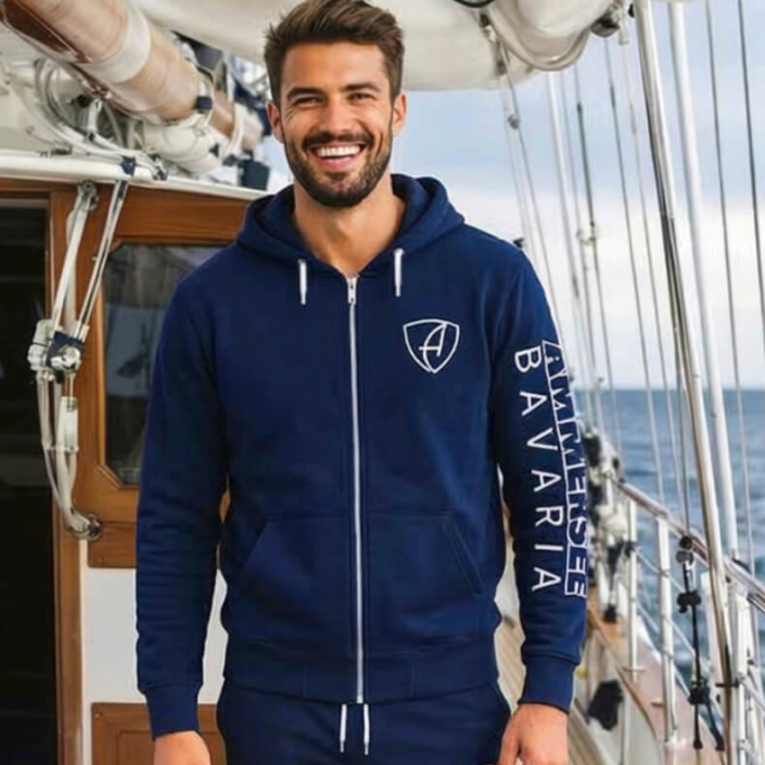 Ammersee Kapuzenjacke Hoodie 100% Biobaumwolle CSo | Navy White