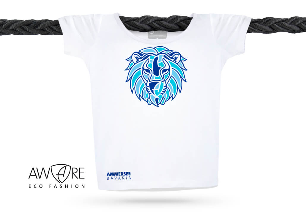 Damen Löwen T-Shirt U-Ausschnitt Bio-Kurzarmshirt Lion | White Ocean