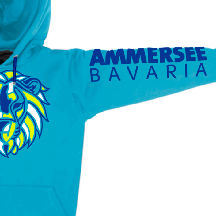 Ammersee Löwen Kapuzenpullover Hoodie 100% Biobaumwolle Lion | Aqua Fresh