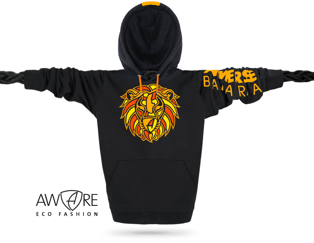 Ammersee Löwen Kapuzenpullover Hoodie 100% Biobaumwolle Lion | Black Fire