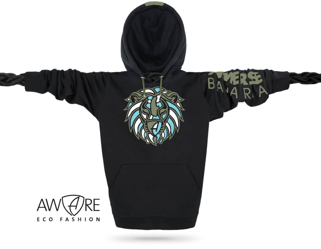 Ammersee Löwen Kapuzenpullover Hoodie 100% Biobaumwolle Lion | Black Mara