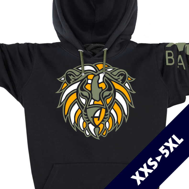 Ammersee Löwen Kapuzenpullover Hoodie 100% Biobaumwolle Lion | Black Savanna