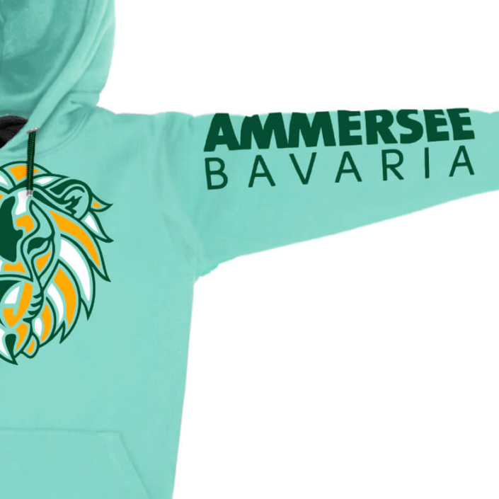 Ammersee Löwen Kapuzenpullover Hoodie 100% Biobaumwolle Lion | Mint Spice