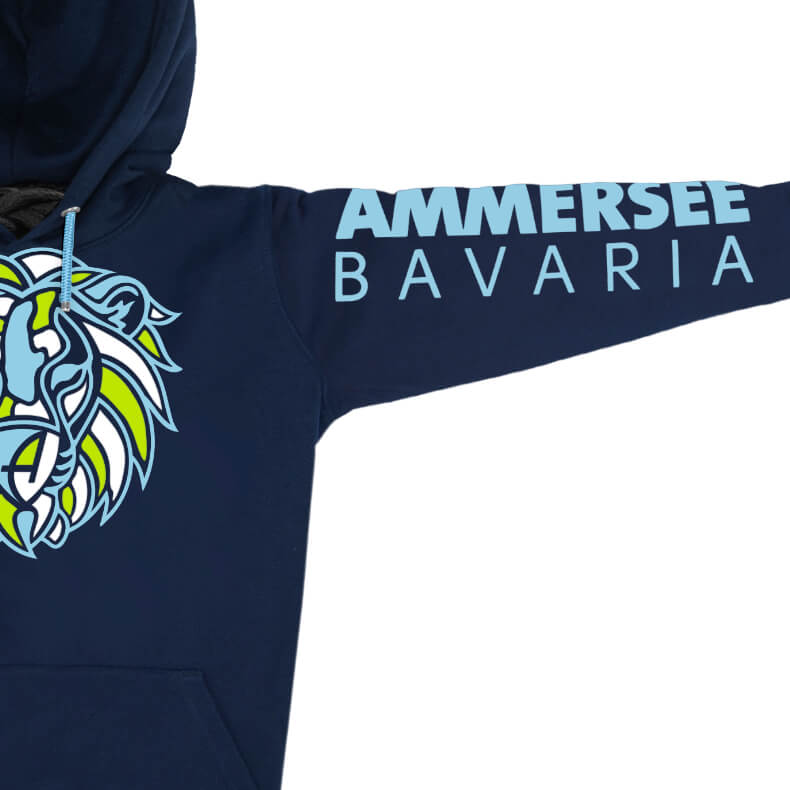 Ammersee Löwen Kapuzenpullover Hoodie 100% Biobaumwolle Lion | Navy Bavarian