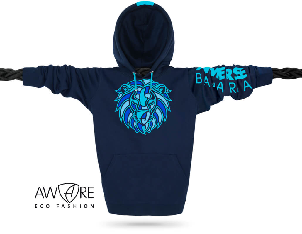 Ammersee Löwen Kapuzenpullover Hoodie 100% Biobaumwolle Lion | Navy Ocean