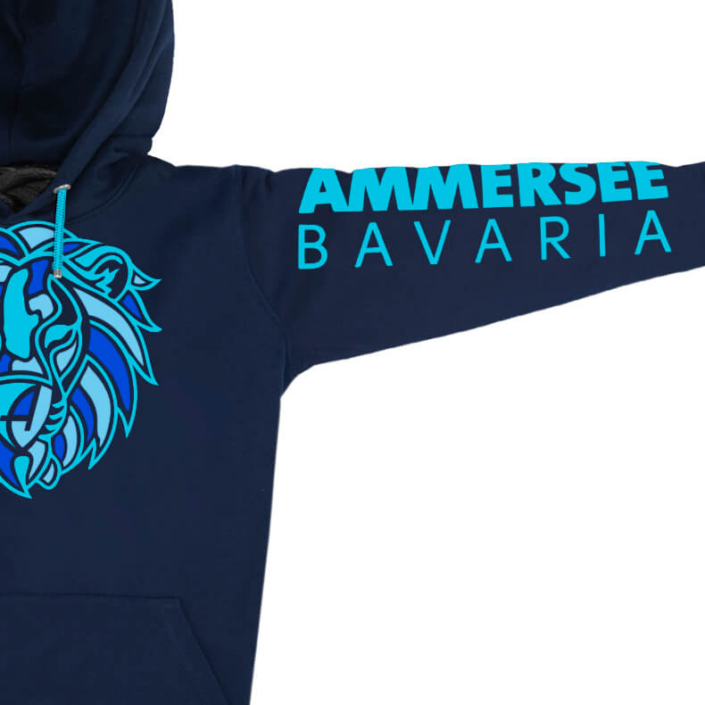 Ammersee Löwen Kapuzenpullover Hoodie 100% Biobaumwolle Lion | Navy Ocean