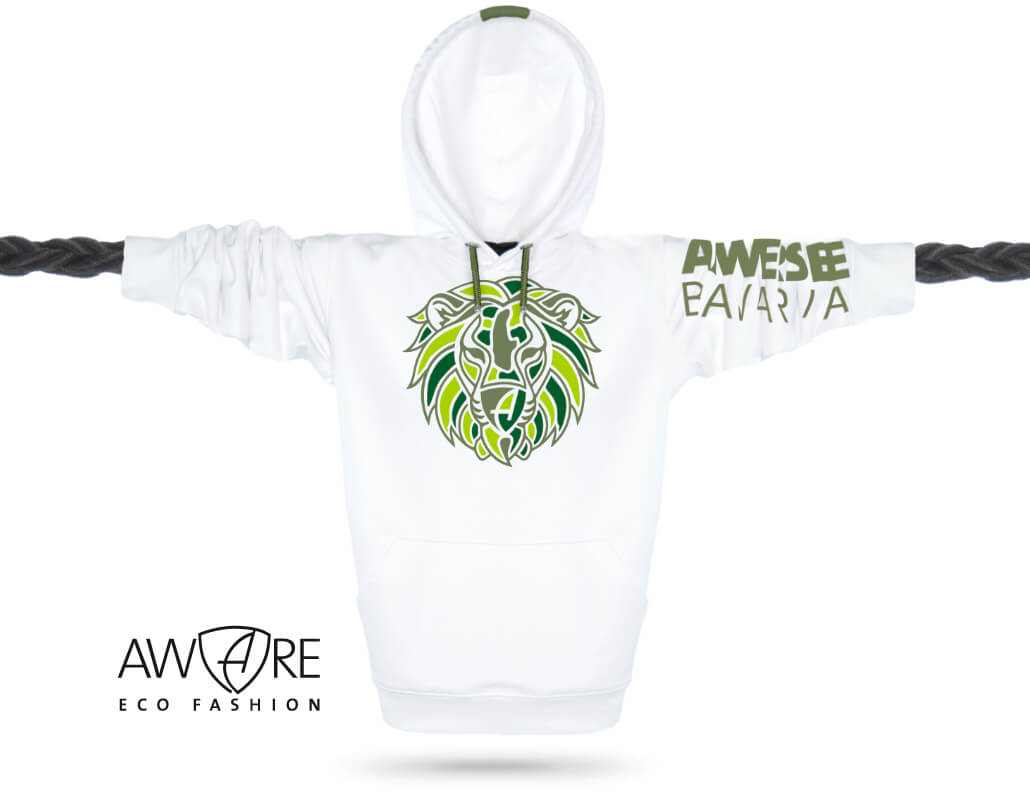 Ammersee Löwen Kapuzenpullover Hoodie 100% Biobaumwolle Lion | White Jungle